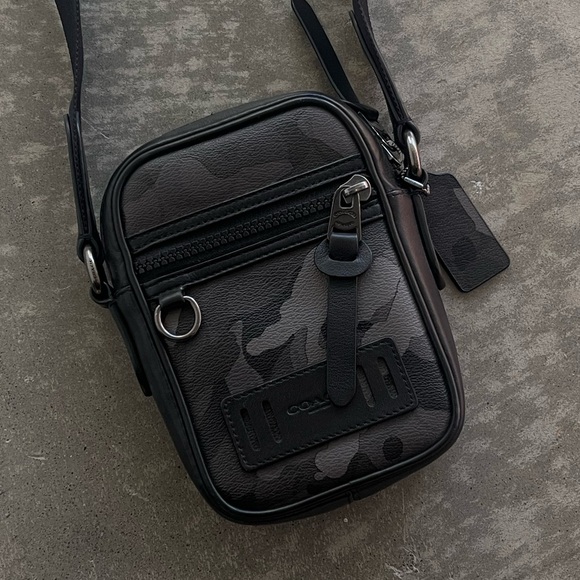 Coach Heritage Camo Leather Black Crossbody Bag Unisex